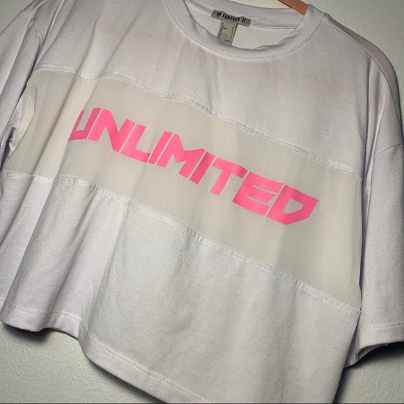 Forever 21 unlimited pink white mesh crop top - Picture 3 of 7
